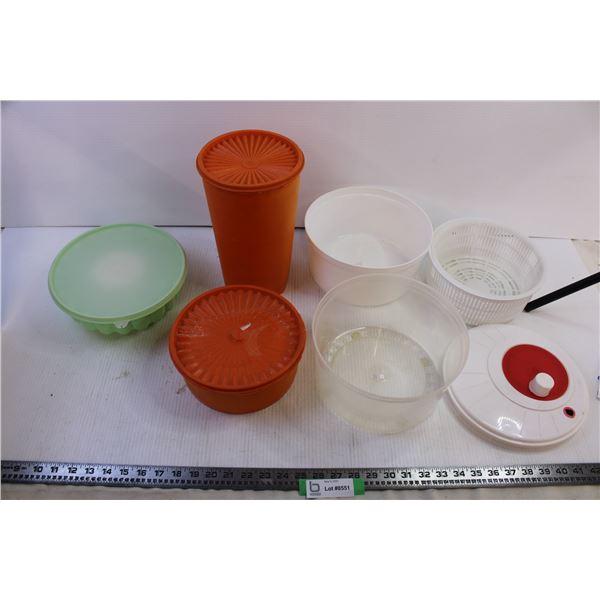 Salad Spinner and Various Tupperware containers