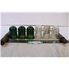 Image 1 : (6) Glass Insulators (Green and Clear) and 2 Insulator Pegs