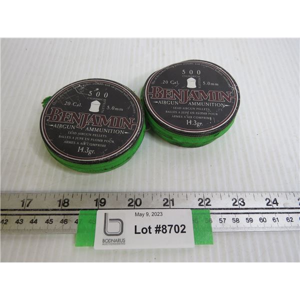 (2) Tins of Benjamin 20 Cal. Pellets