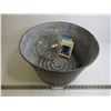 Image 1 : Galvanized Tub w/Handles - (2) VHS Tapes - Glass Pitcher