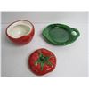 Image 9 : Tomato Salt & Pepper (Occupied Japan) - Lidded Bowl (Occupied Japan) - Tomato Dish on Plate (no mark