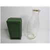 Image 6 : Glass Light (works) - Milk Bottle - Napkin Holder - (2) Clay Hat Ashtrays