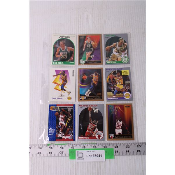 (9) Assorted NBA Basketball Legends Trading Cards