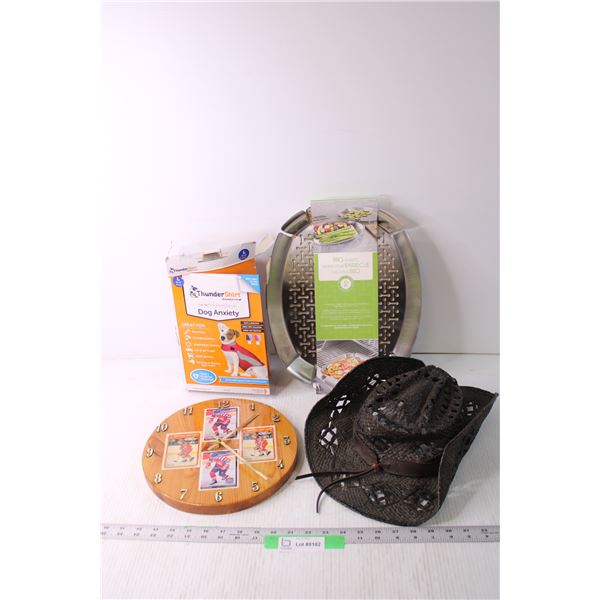 Lot of Assorted Items - Dog Anxiety Jacket, Hockey Clock, BBQ Basket