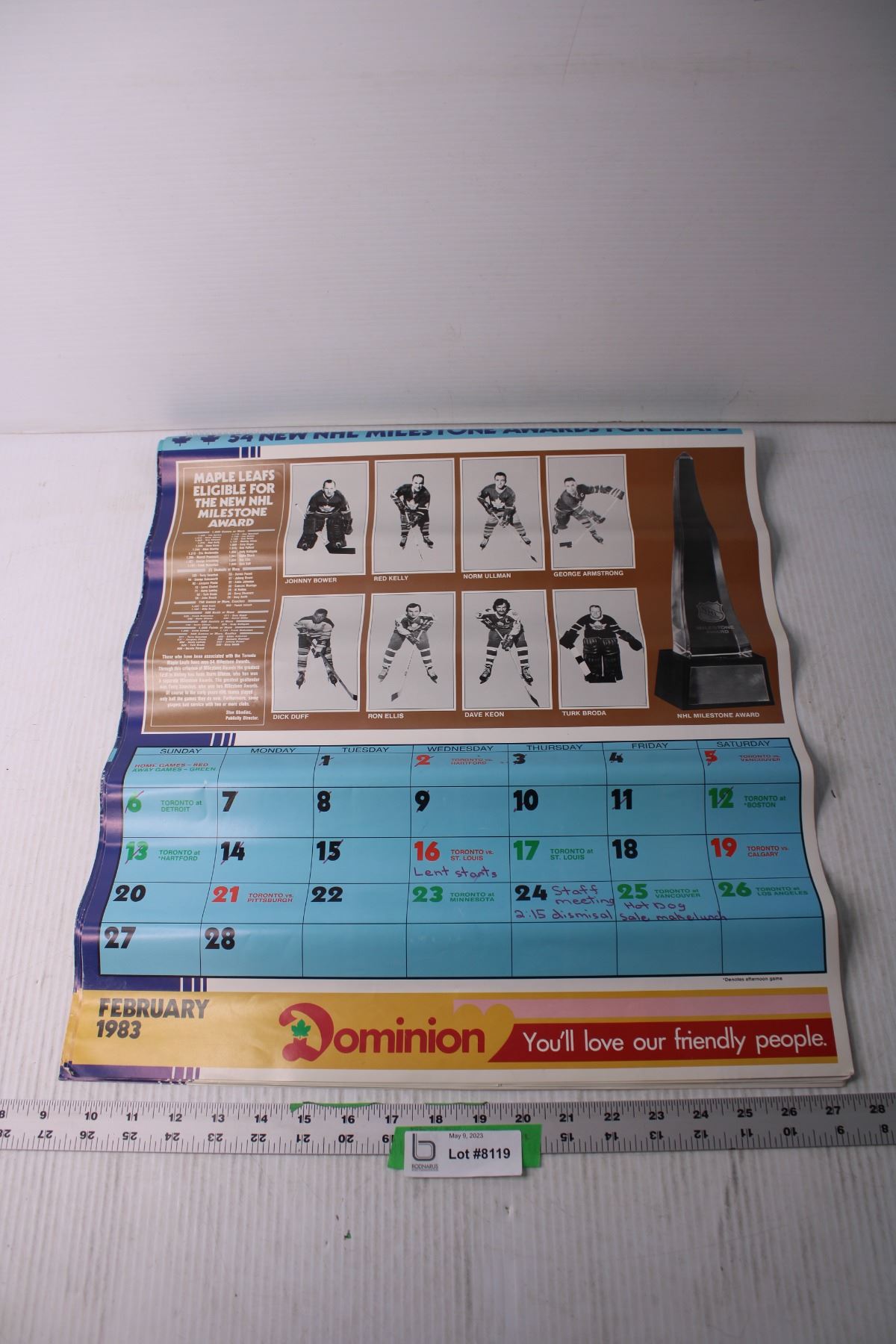 Vintage 1983 NHL Calendar Bodnarus Auctioneering vintage-1983-nhl-calendar-bodnarus-auctioneering