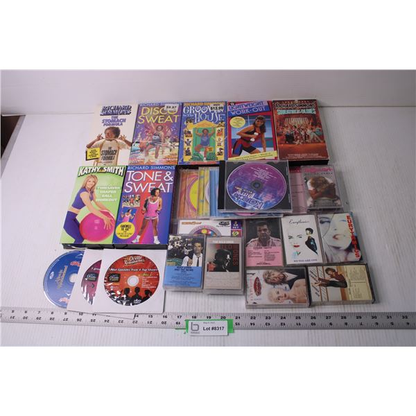 Lot of Assorted Vintage Workout CDs and VHS Tapes - Richard Simmons