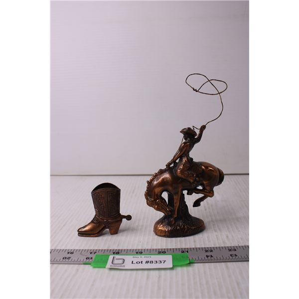 Metal Cowboy and Boot Figurines