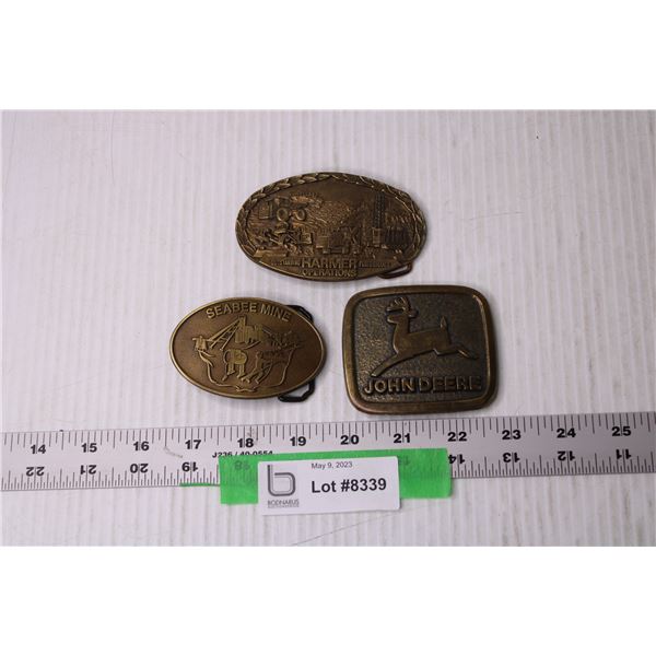 (3) Metal Belt Buckles - John Deere