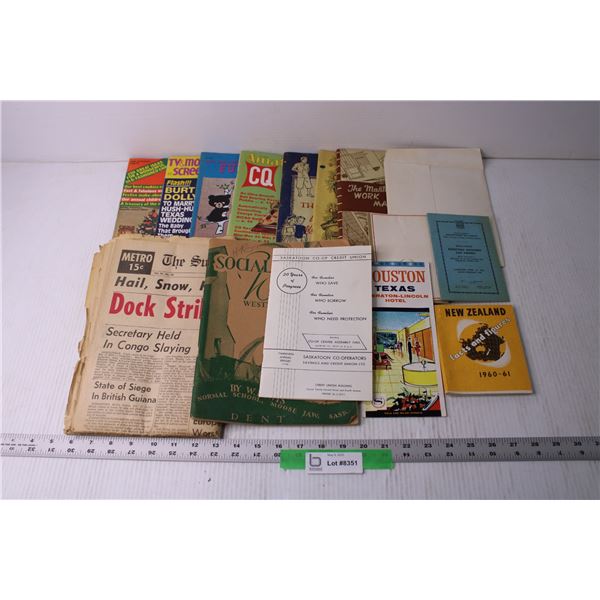 Lot of Assorted Vintage Paper Items - Pamphlets, Newspapers