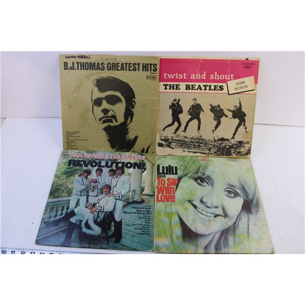 (4) Assorted Vinyl Albums ( Beatles,lulu,B.J Thomas, Paul Revere & The Raiders)