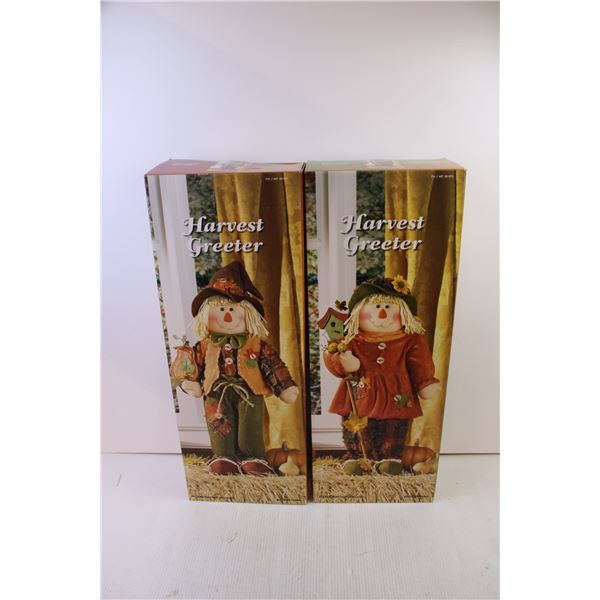 Pair of Fall Scarecrow Greeters