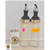 Image 1 : NEW SET OF 2 CULINARY GLASS POURING BOTTLES WITH