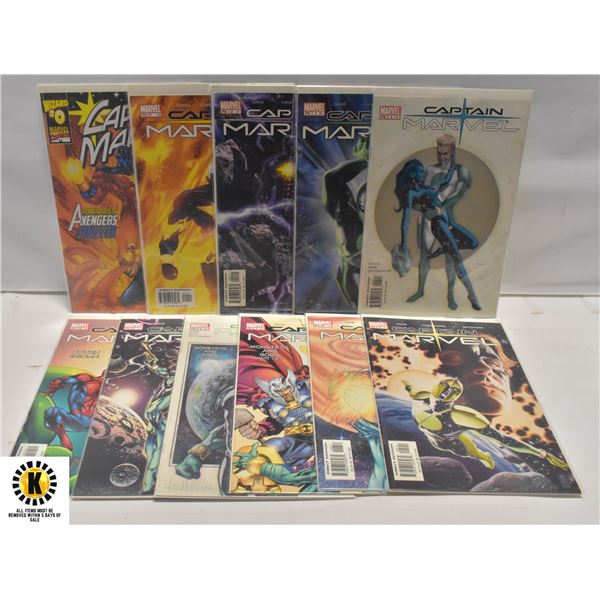 MARVEL CAPTAIN MARVEL #0-10 COMIC LOT, 2002
