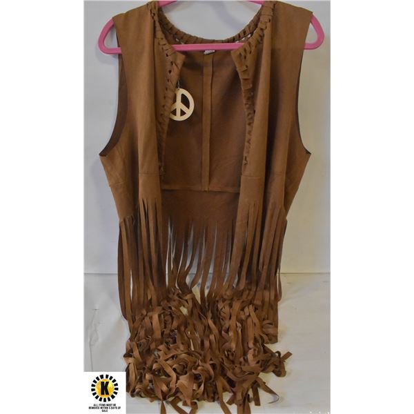 WOMENS VINTAGE FRINGE VEST SUEDE TASSELS 70S