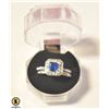 2PC RING SET W/SAPPHIRE COLORED CENTER