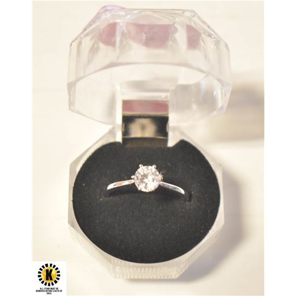 1.0CT SOLITAIRE WHITE ZIRCON STAMPED 925 RING