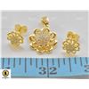 NEW GOLD PLATED FLOWER EARRING & PENDANT