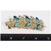 NEW BLUE RHINESTONE LEAF FRENCH CLIP HAIR CLIP