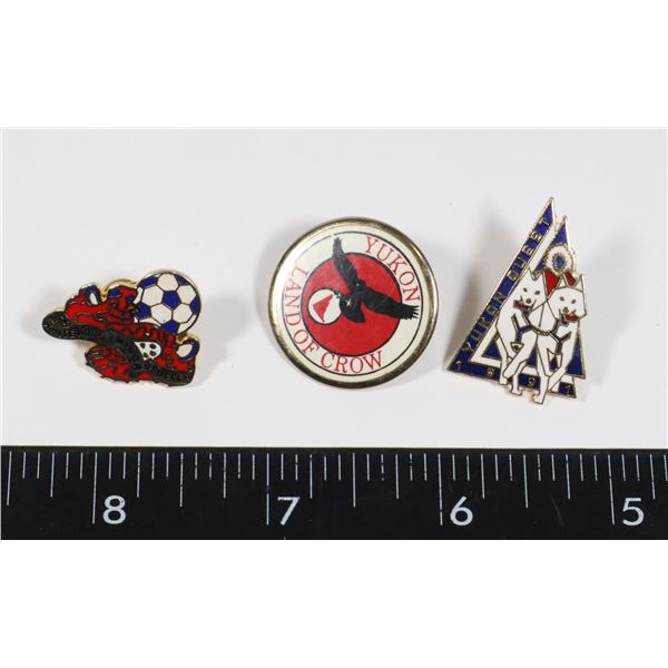 3 VINTAGE YUKON LAPEL PINS: WHITEHORSE MINOR