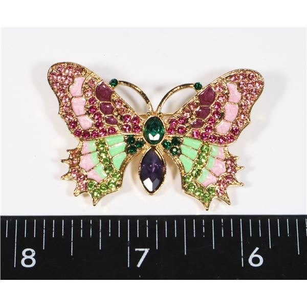 NEW RHINESTONE BUTTERFLY BROOCH