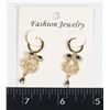 NEW RHINESTONE OWL DROP EARRINGS