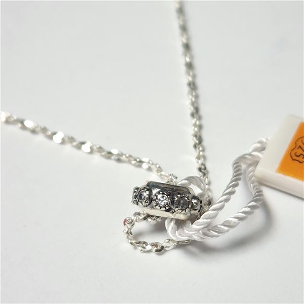 BZ1428-38 SILVER CRYSTAL 16" NECKLACE