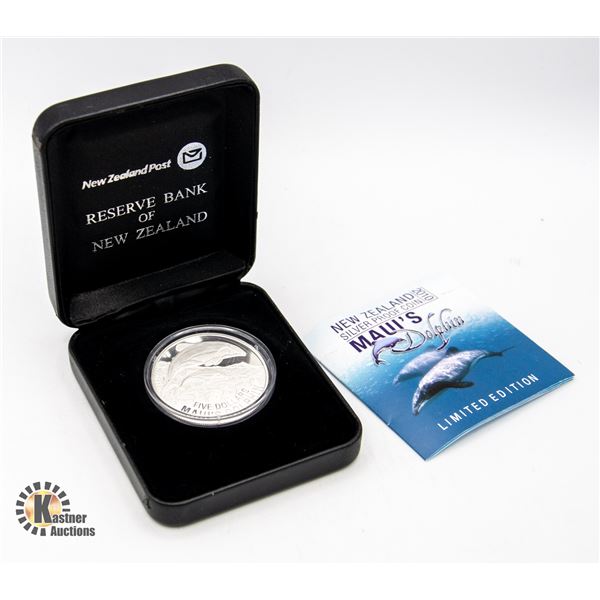 2010 1 OZ FINE SILVER NEW ZEALAND DOLPHIN $5 PROOF