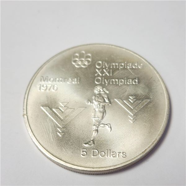 BZ1428-19 SILVER MONTREAL OLYMPIC $5 COIN