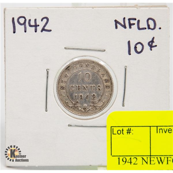 1942 NEWFOUNDLAND SILVER 10 CENT PIECE