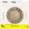 Image 1 : 1898 NFLD QUEEN VICTORIA SILVER HALF DOLLAR