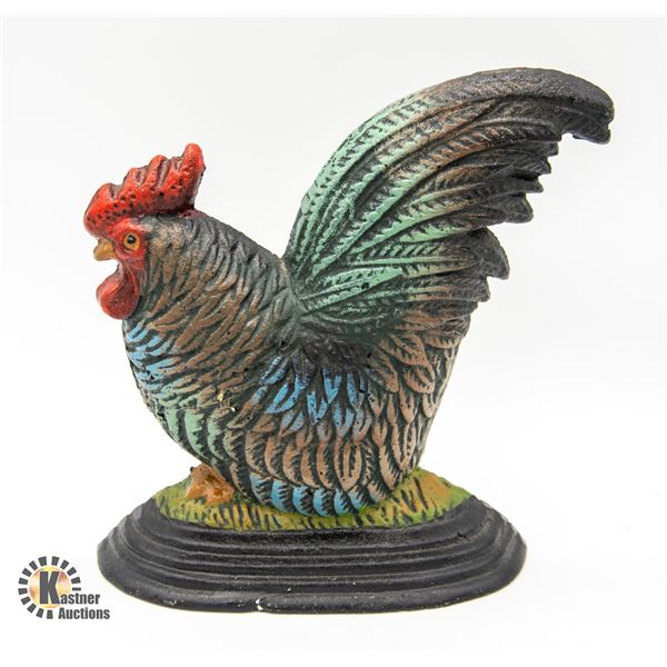 VINTAGE CAST IRON ROOSTER DOOR STOP