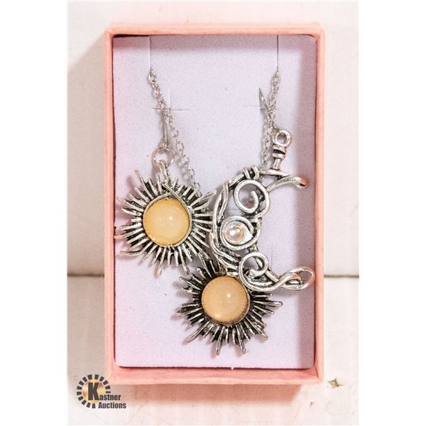 NEW SUN + CRESCENT MOON NECKLACE PENDANT +