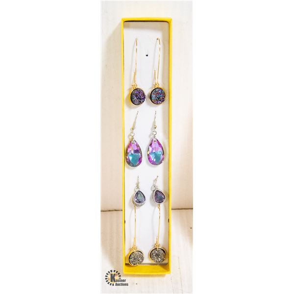 4 NEW PAIRS OF EARRINGS IN GIFT BOX