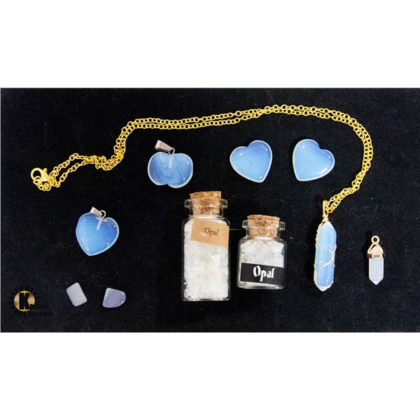 OPAL & OPALITE GEMSTONE & JEWELRY IN CLEAR CASE