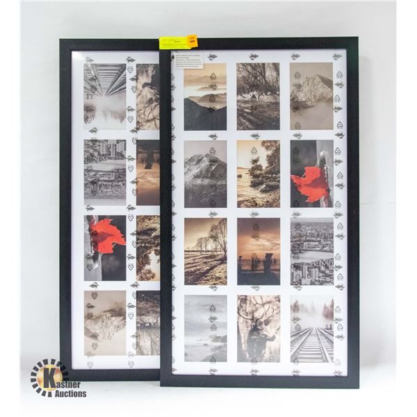 PAIR OF NEW UNPACKED MULTI PICTURE FRAMES 16 X28.5