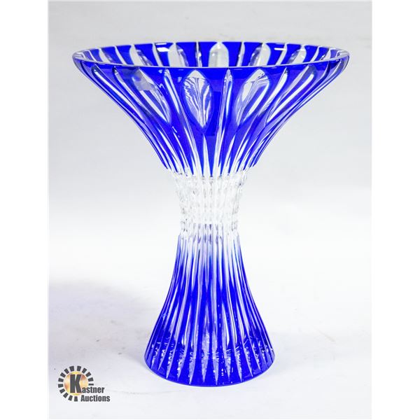 LARGE BOHEMIAN CRYSTAL VASE HAND CUT