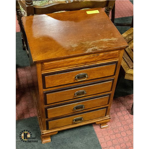 WOODEN DISTRESSED END TABLE APPROX H-26  W-13.5 