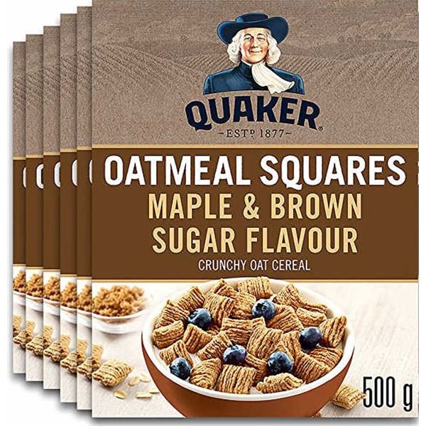 NEW CASE OF 6 QUAKER OATMEAL SQUARES MAPLE & BROWN