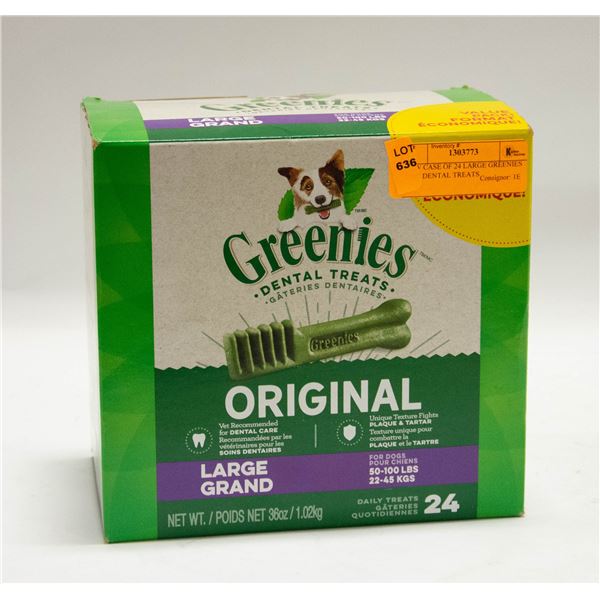 NEW CASE OF 24 LARGE GREENIES DOG DENTAL TREATS