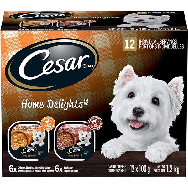 NEW CEASAR HOME DELIGHTS 12 PACK OF CANINE CUISINE