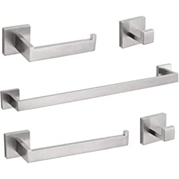 NEW TURS 5 PIECE BRUSHED NICKEL BATHROOM SET