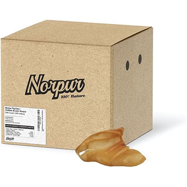 NEW CASE OF NORPUR PIG EARS ALL-NATURAL 100PCS