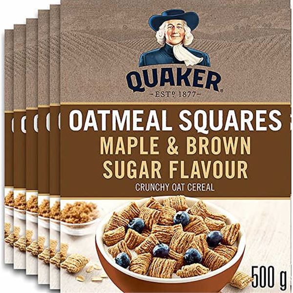 NEW CASE OF 6 QUAKER OATMEAL SQUARES MAPLE & BROWN