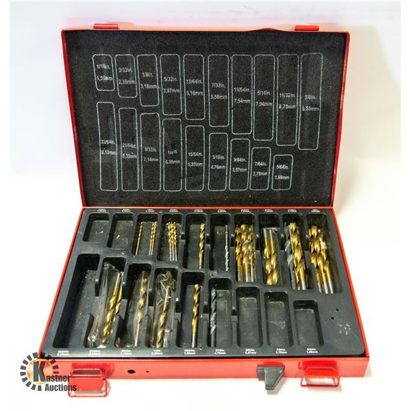 RED STEEL DRILL BIT STORAGE BOX WITH 19