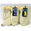 Image 1 : LEATHER WORK GLOVES (3) LEATHER LINED MITTS (3)