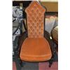 Image 1 : PAIR OF WOOD ORANGE HIGHBACK PARLOR CHAIRS