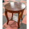 Image 1 : ROUND SOLID WOOD END TABLE WITH LOWER SHELF