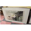 Image 1 : ASIAN WATERCOLOR BIRD AND FLOWER PICTURE