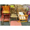 Image 1 : VINTAGE DOLL CRIB & 2 VINTAGE KIDS CHAIRS