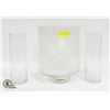 Image 1 : 3-PIECE CLEAR GLASS DECOR - 1 LARGE GLASS